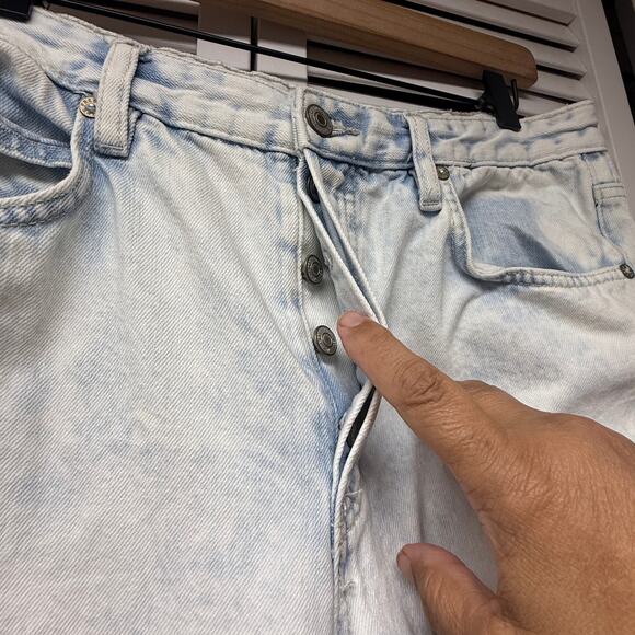 Free People We The Free Size 31 Wide Leg Jeans High Rise Light Wash Raw Hem - Picture 3 of 6